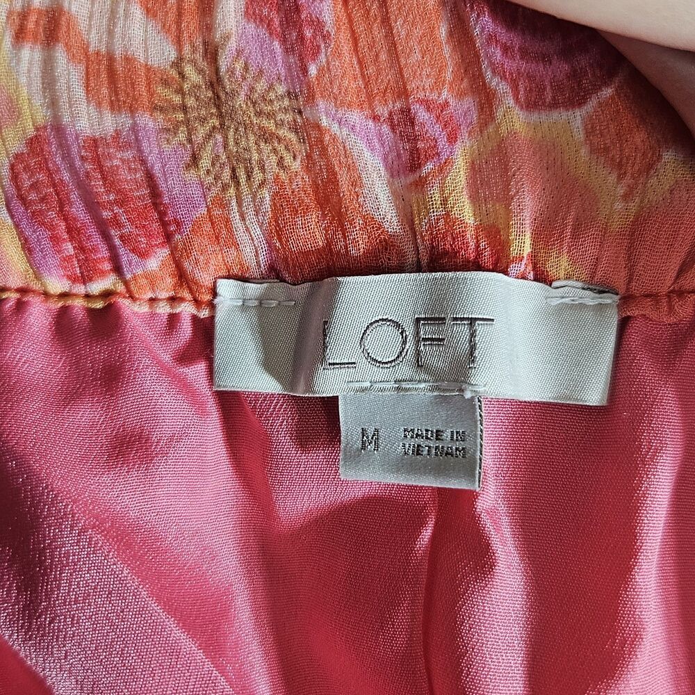 Loft Womens M Pink Red Floral Maxi Skirt Sample Long Casual Lightweight *SAMPLE* - Picture 3 of 7
